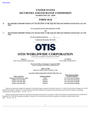 Thumbnail Otis Worldwide Quarterly Report 2022-q3