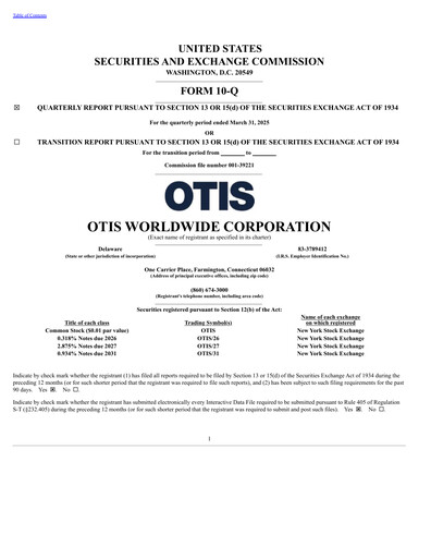 Thumbnail Otis Worldwide Quarterly Report 2025-q1