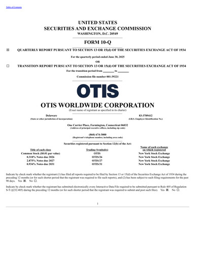 Thumbnail Otis Worldwide Quarterly Report 2025-q2