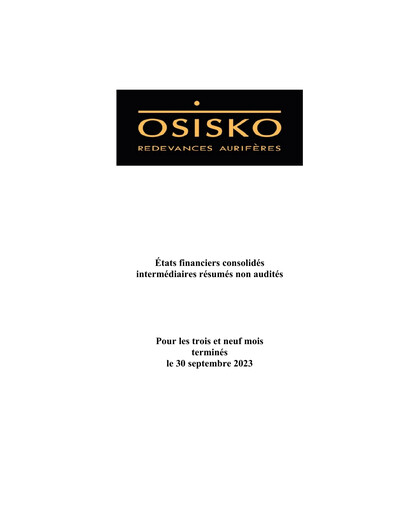 Miniature OR Royalties
 Bilan financier 2023-q3