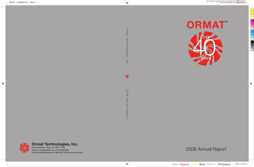 Thumbnail Ormat Technologies
 Annual Report 2008