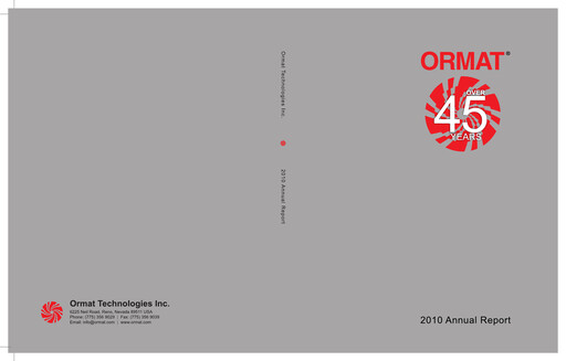 Thumbnail Ormat Technologies
 Annual Report 2010