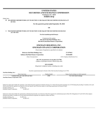 Vorschaubild OneMain Financial
 Quartalsbericht 2024-q3