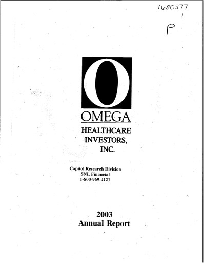 Miniature Omega Healthcare Investors Rapport annuel 2003