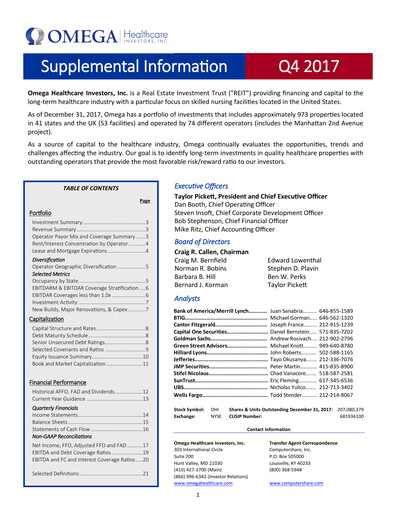 Miniature Omega Healthcare Investors Rapport trimestriel 2017-q4