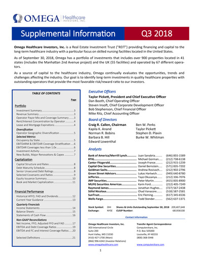 Miniature Omega Healthcare Investors Rapport trimestriel 2018-q3