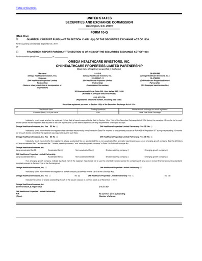 Thumbnail Omega Healthcare Investors Quarterly Report 2019-q3