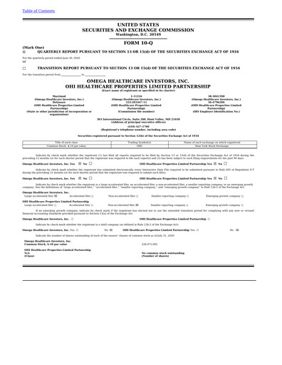 Thumbnail Omega Healthcare Investors Quarterly Report 2020-q2