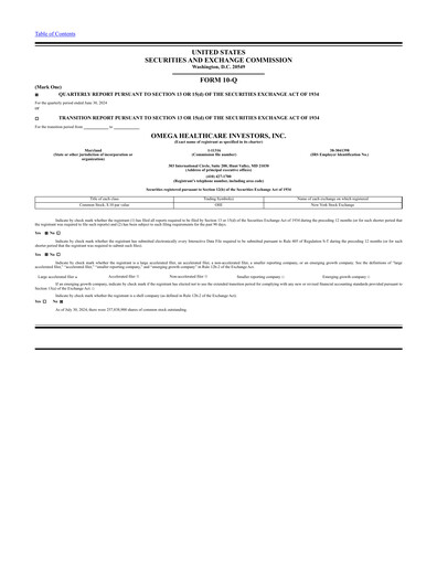 Thumbnail Omega Healthcare Investors Quarterly Report 2024-q2