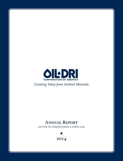 Thumbnail Oil-Dri Corporation Of America
 Annual Report 2014