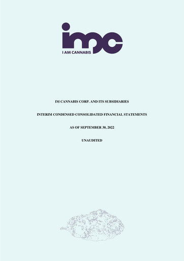 Thumbnail IM Cannabis Financial Statement 2022-9m