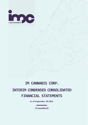 Thumbnail IM Cannabis Financial Statement 2024-9m