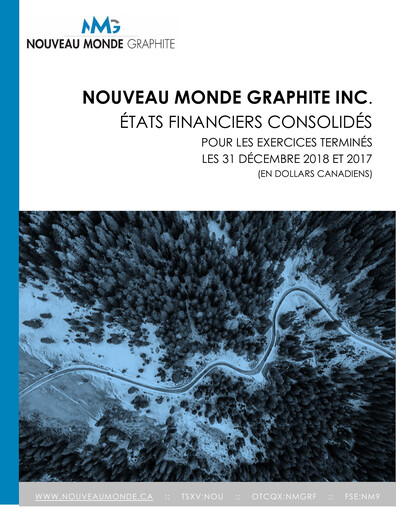 Thumbnail Nouveau Monde Graphite Financial Statement 2018