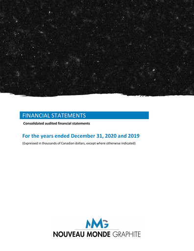 Thumbnail Nouveau Monde Graphite Financial Statement 2020