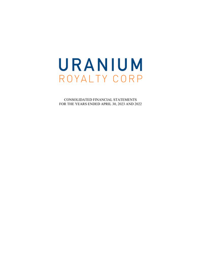 Miniature Uranium Royalty Bilan financier fy2023