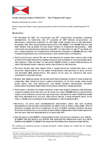 Thumbnail Nordic American Tankers Quarterly Report 2017-q3