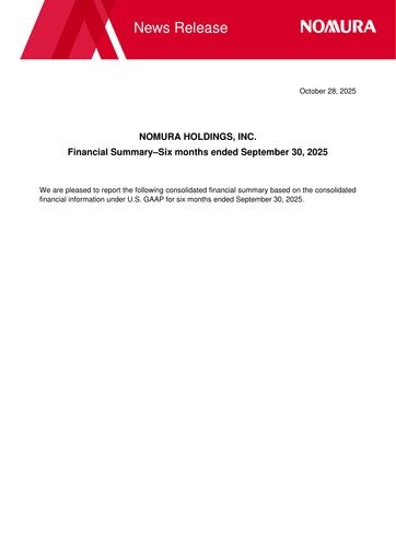 Thumbnail Nomura Holdings Half-year Report 2026-h1