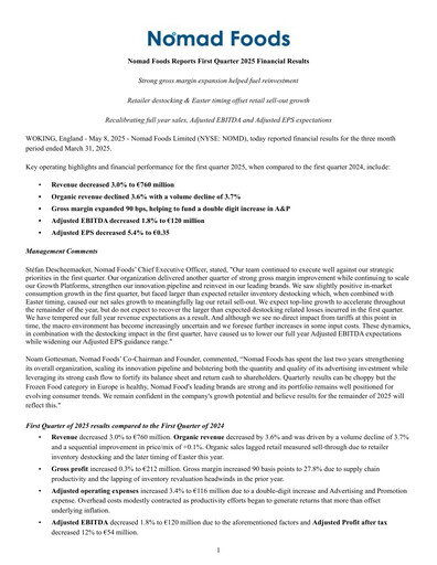 Thumbnail Nomad Foods Quarterly Report 2025-q1