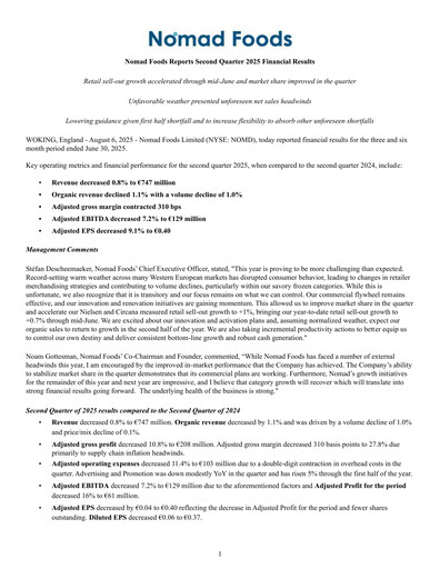 Thumbnail Nomad Foods Quarterly Report 2025-q2