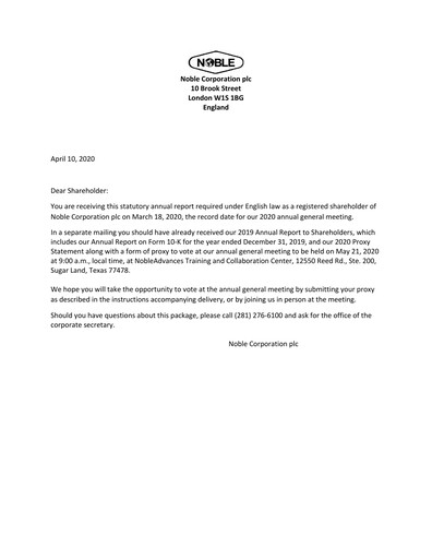 Thumbnail Noble Corporation
 Annual Report 2019