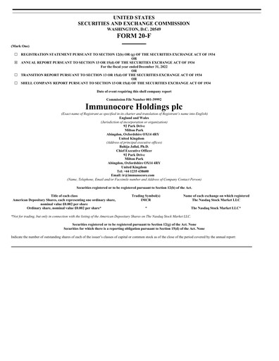 Thumbnail Immunocore Annual Report 2022