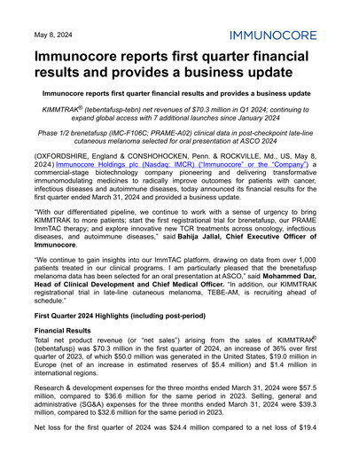Thumbnail Immunocore Quarterly Report 2024-q1