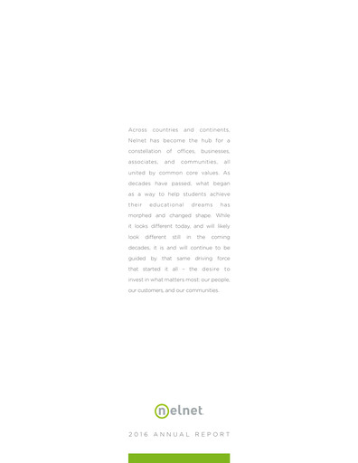 Thumbnail Nelnet Annual Report 2016