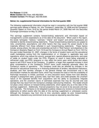 Thumbnail Nelnet Quarterly Report 2008-q1