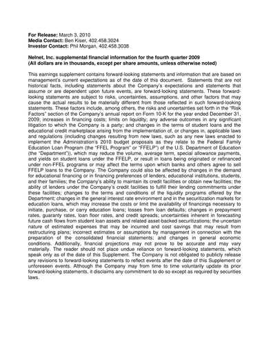 Thumbnail Nelnet Quarterly Report 2009-q4
