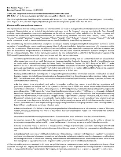 Thumbnail Nelnet Quarterly Report 2016-q2