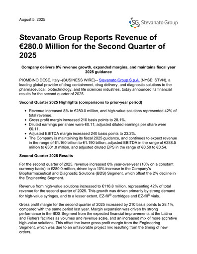 Thumbnail Stevanato Group Quarterly Report 2025-q2