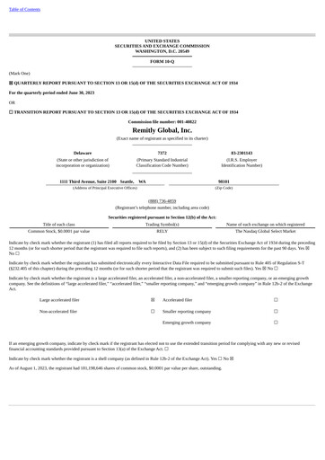 Miniature Remitly Rapport trimestriel 2023-q2