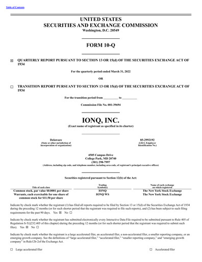 Thumbnail IonQ Quarterly Report 2022-q1