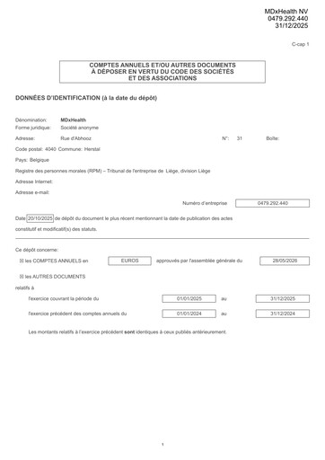 Thumbnail MDxHealth Financial Statement 2025