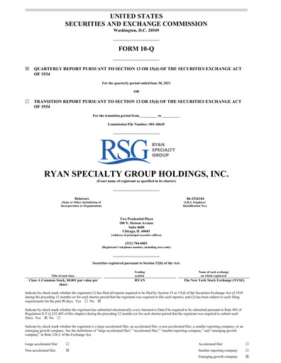 Miniature Ryan Specialty Rapport trimestriel 2021-q2