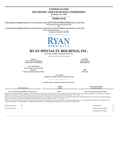 Miniature Ryan Specialty Rapport trimestriel 2023-q2
