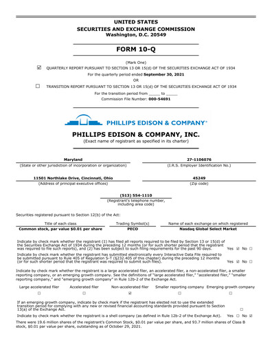Miniature Phillips Edison & Company Rapport trimestriel 2021-q3
