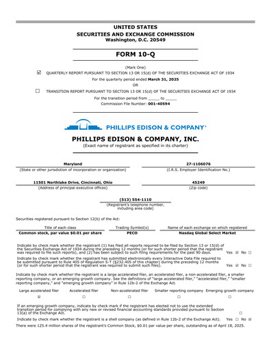Miniature Phillips Edison & Company Rapport trimestriel 2025-q1