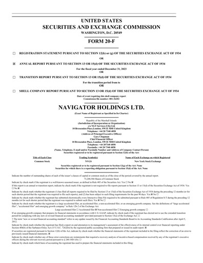 Thumbnail Navigator Holdings Annual Report 2023