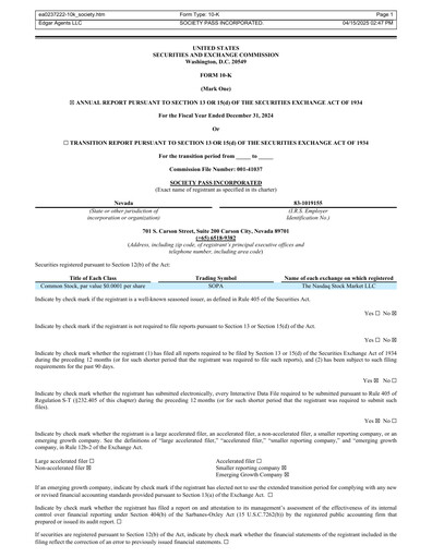Miniature Society Pass Rapport annuel 2024