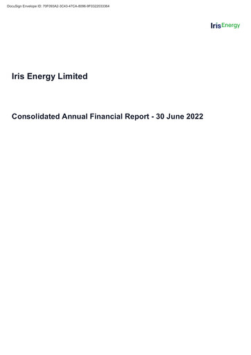 Thumbnail IREN (Iris Energy) Annual Report fy2022