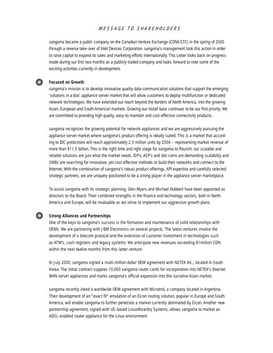 Thumbnail Sangoma Technologies Annual Report fy2000