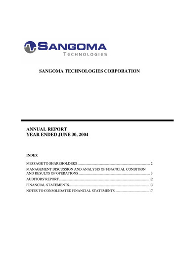 Thumbnail Sangoma Technologies Annual Report fy2004