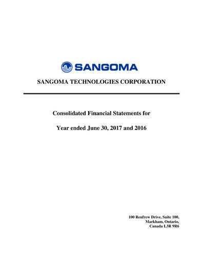 Thumbnail Sangoma Technologies Financial Statement fy2017