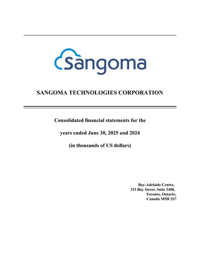 Vorschaubild Sangoma Technologies Finanzmitteilung fy2025