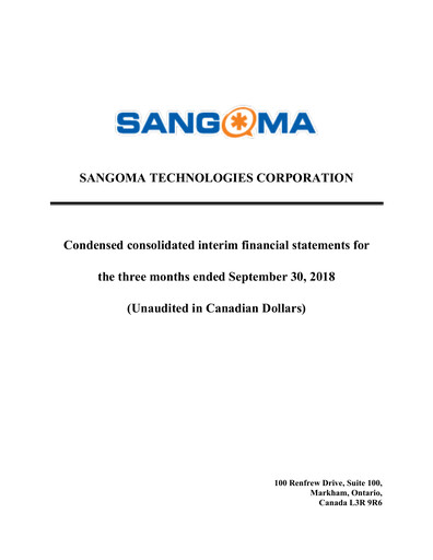 Vorschaubild Sangoma Technologies Quartalsbericht fy2019-q1