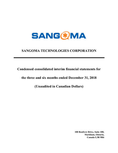 Vorschaubild Sangoma Technologies Quartalsbericht fy2019-q2