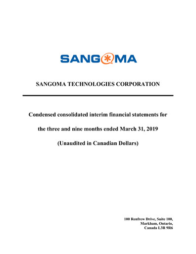 Vorschaubild Sangoma Technologies Quartalsbericht fy2019-q3