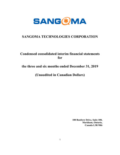 Vorschaubild Sangoma Technologies Quartalsbericht fy2020-q2