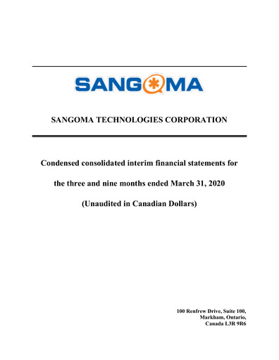 Vorschaubild Sangoma Technologies Quartalsbericht fy2020-q3